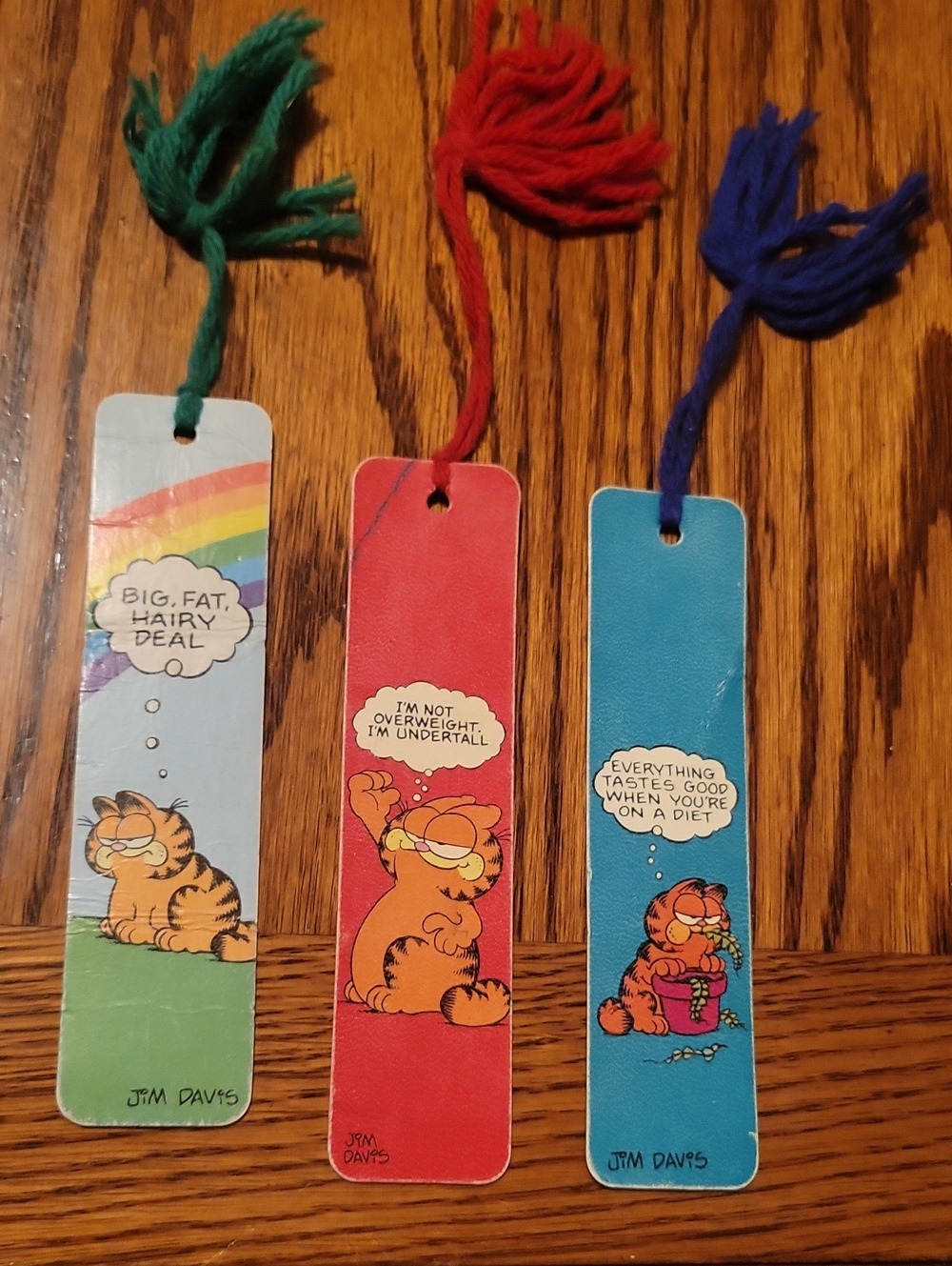 Vintage Scholastics Book Club~Garfield Cartoon Tassel Bookmarks - Set of 3